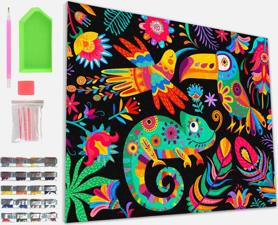 Diamond Art Painting Kit På Lærred - 30X40 Cm - Fiesta - Splat