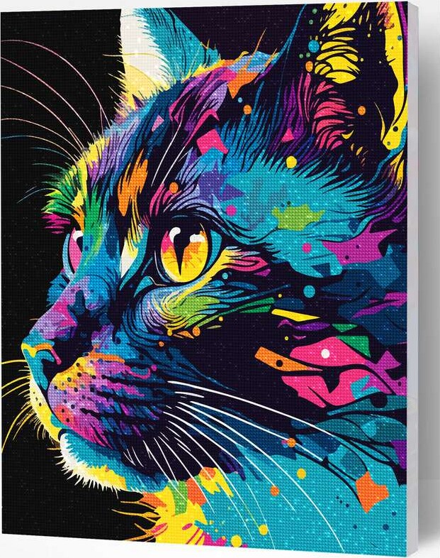 Diamond Art Painting Kit På Lærred - 30X40 Cm - Kat - Ny - Splat