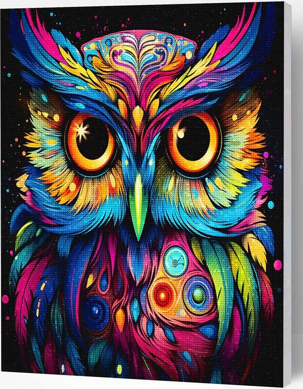 Diamond Art Painting Kit På Lærred - 30X40 Cm - Ugle - Splat