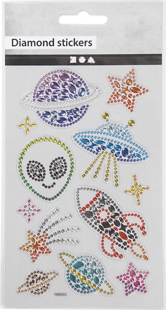 Rhinsten Klistermærker - Rummet - 10X16 Cm - 1 Ark