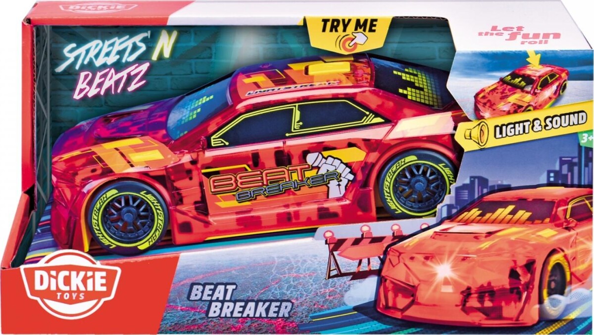 Dickie Toys - Beat Breaker - Legetøjs Racerbil Med Lyd Og Lys