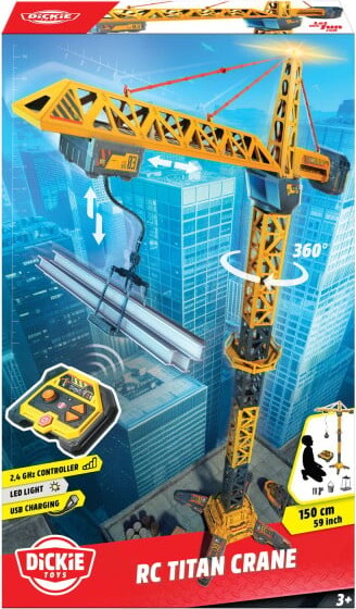 Dickie Toys - Rc Fjernstyret Kæmpe Titan Kran - Med Lys
