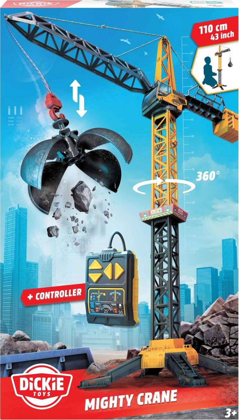 Dickie Toys - Mighty Crane - Fjernstyret Kran Legetøj - 110 Cm