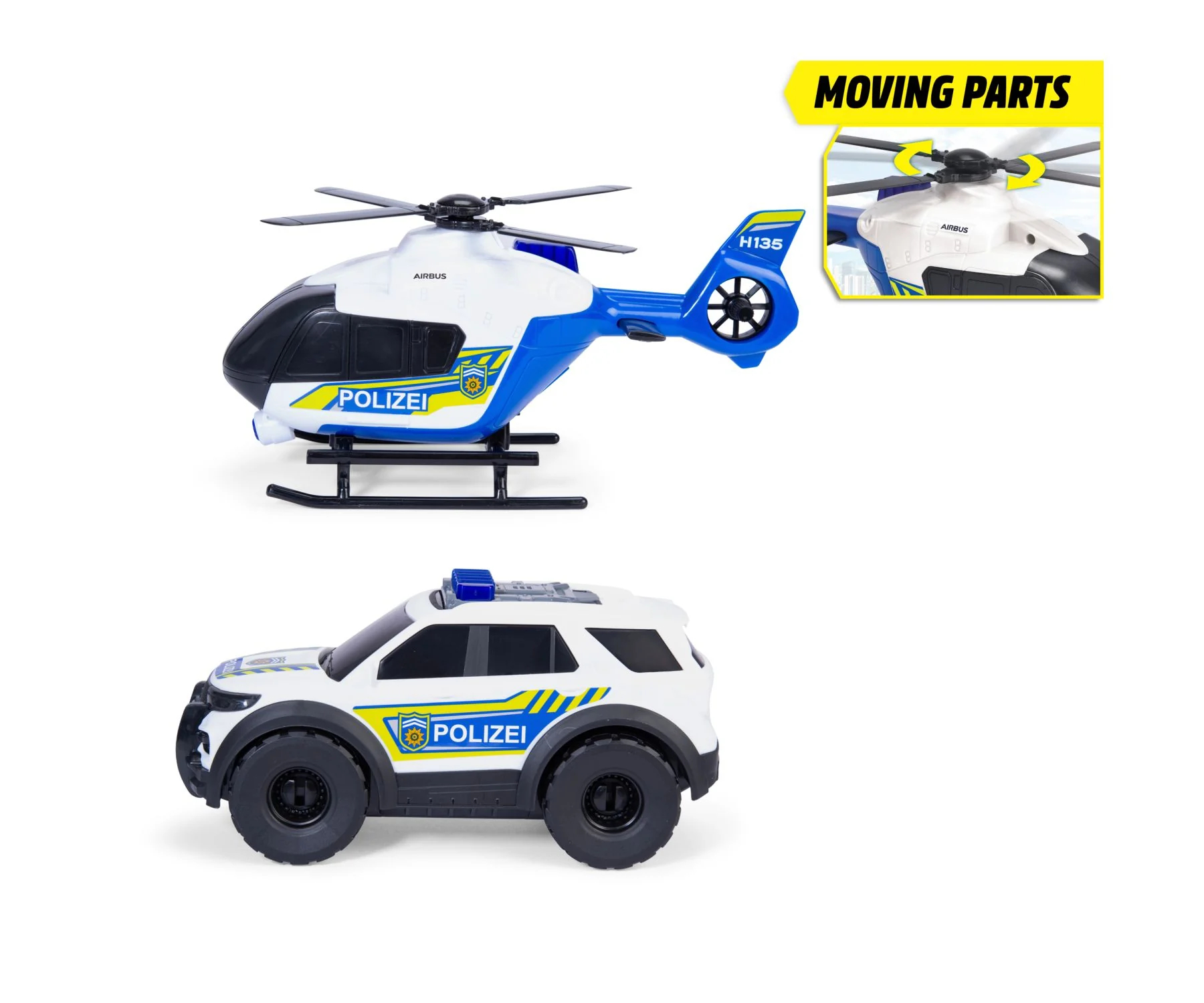 Dickie Toys - Police Strike Squad - Legetøjs Politibil Og Helikopter