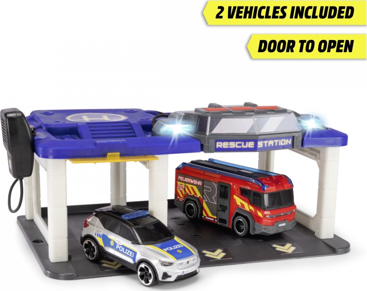 Dickie Toys - Rescue Station - Redningsstation Med Brandbil Og Politibil