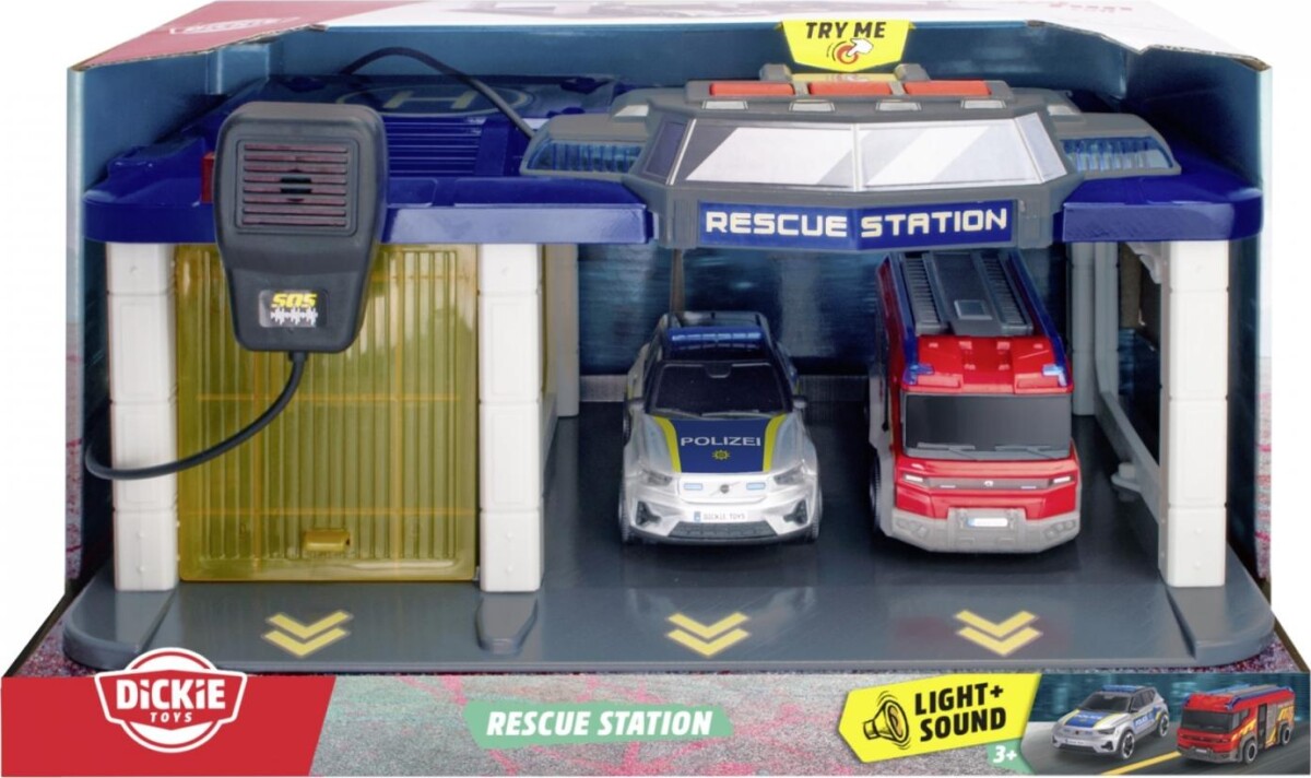 Dickie Toys - Rescue Station - Redningsstation Med Brandbil Og Politibil