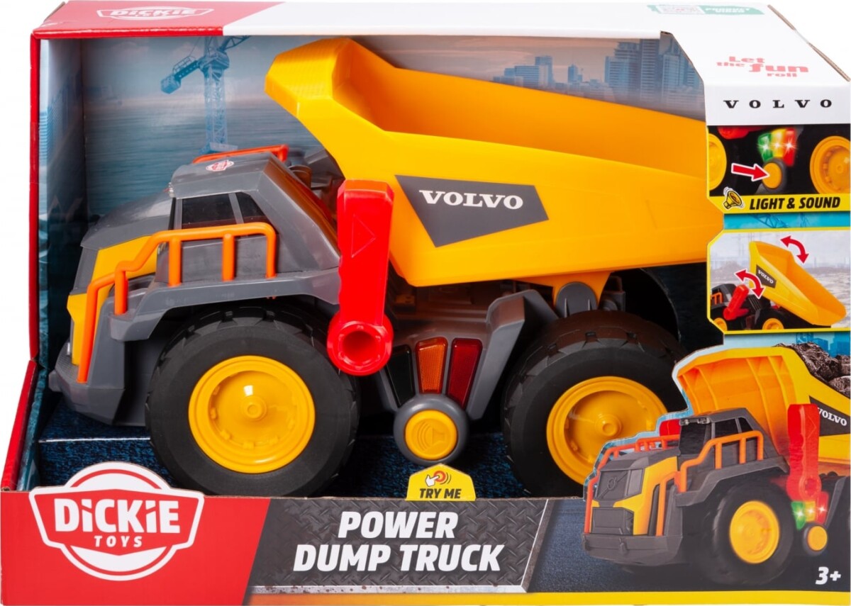 Dickie Toys - Volvo Power Dump Truck - Lys Lyd - Dumper