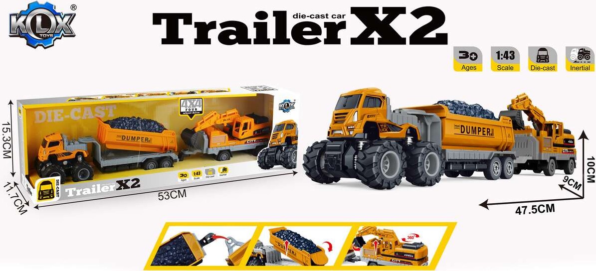 Die-Cast Dumper Whangers Excavator Friction - Klx Toys