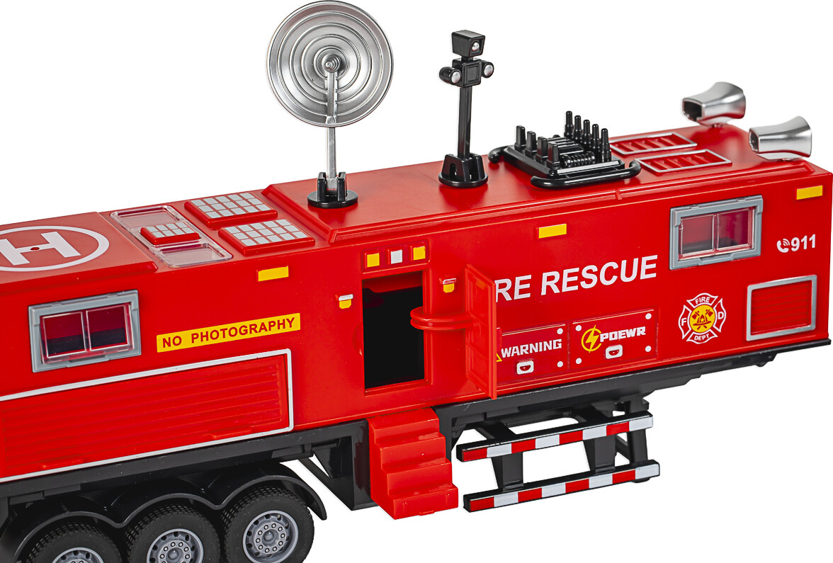 Die-Cast Fire Truck With Trailer Light Sound - Klx Toys