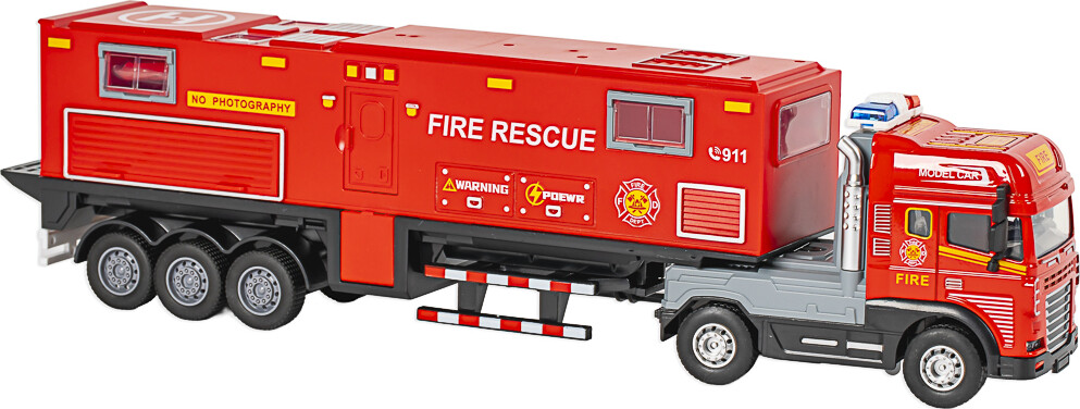 Die-Cast Fire Truck With Trailer Light Sound - Klx Toys