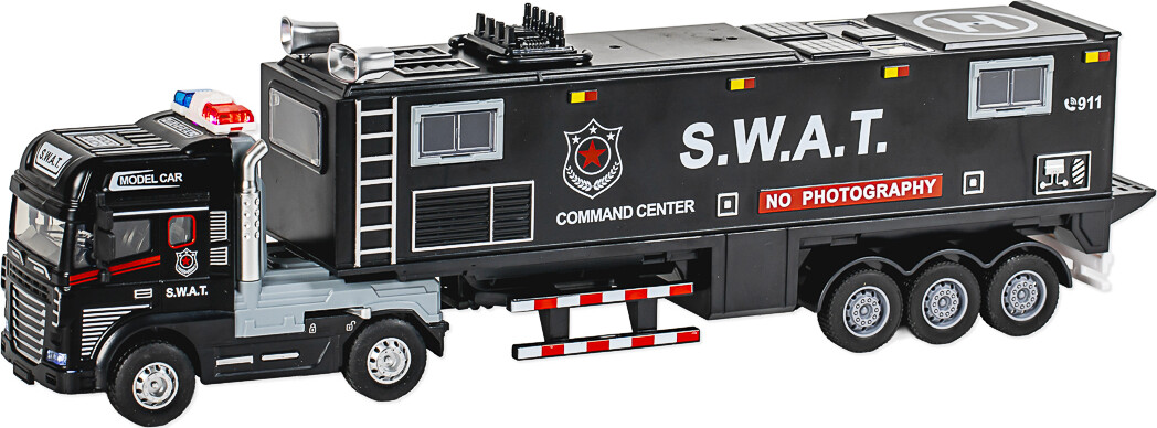 Die-Cast Swat Truck With Trailer Light Sound - Klx Toys
