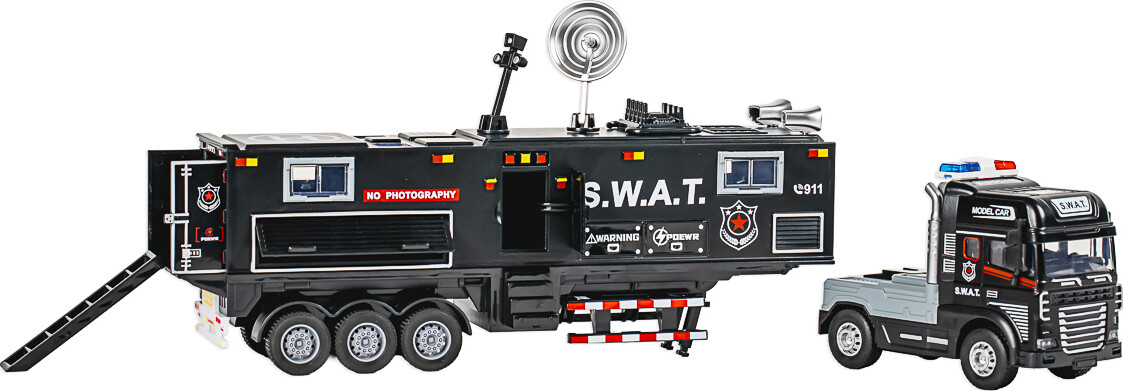 Die-Cast Swat Truck With Trailer Light Sound - Klx Toys
