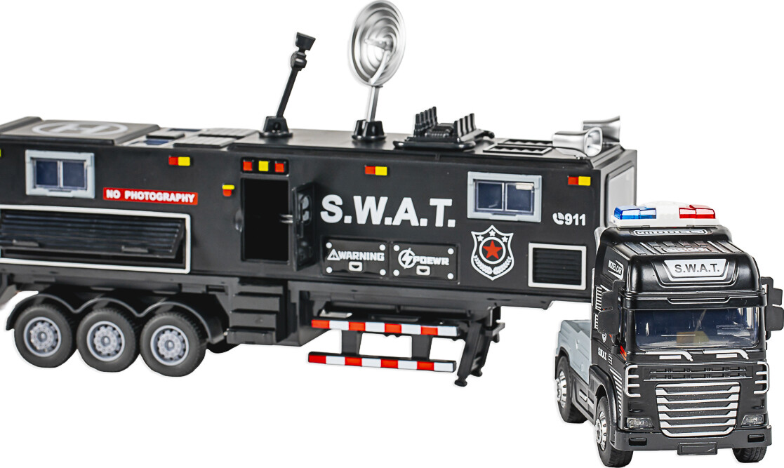 Die-Cast Swat Truck With Trailer Light Sound - Klx Toys