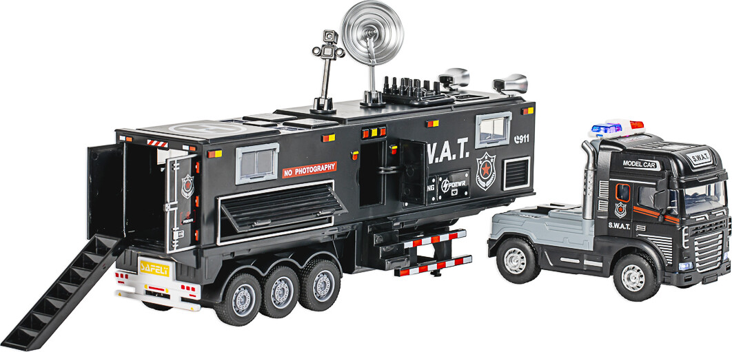 Die-Cast Swat Truck With Trailer Light Sound - Klx Toys