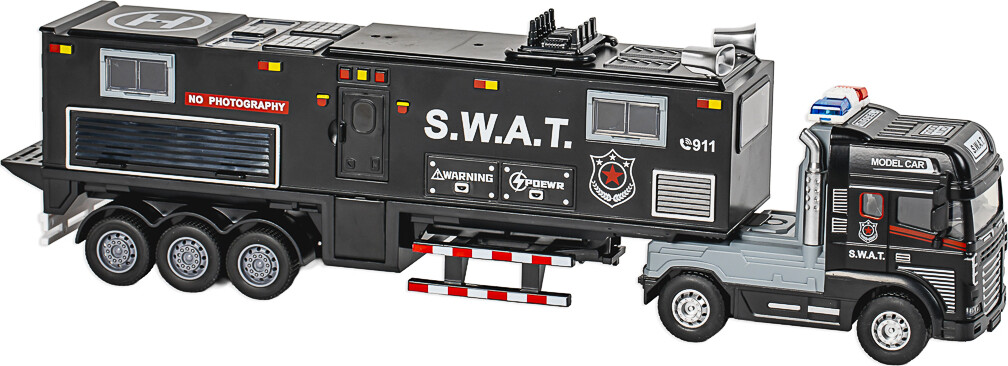 Die-Cast Swat Truck With Trailer Light Sound - Klx Toys