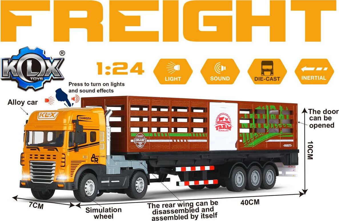 Die-Cast Truck Wanimal Trailer Light Sound - Klx Toys