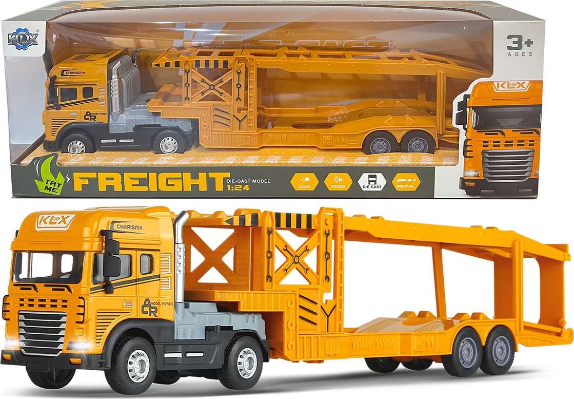 Die-Cast Truck With Auto Trailer Wlight Sound - Klx Toys