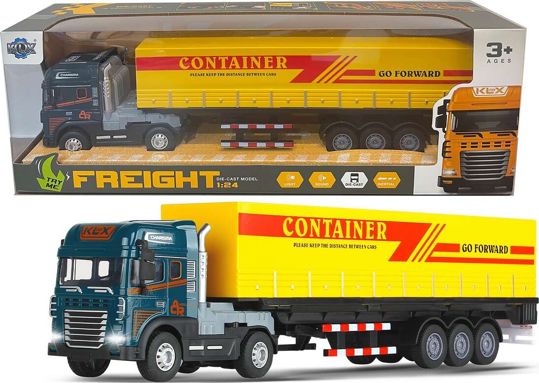 Die-Cast Truck With Cargo Trailer Wlight Sound - Klx Toys