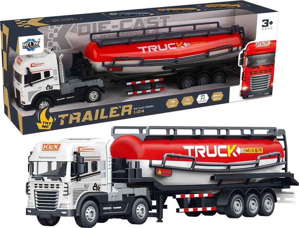 Die-Cast Truck With Tank Trailer Wlight Sound - Klx Toys