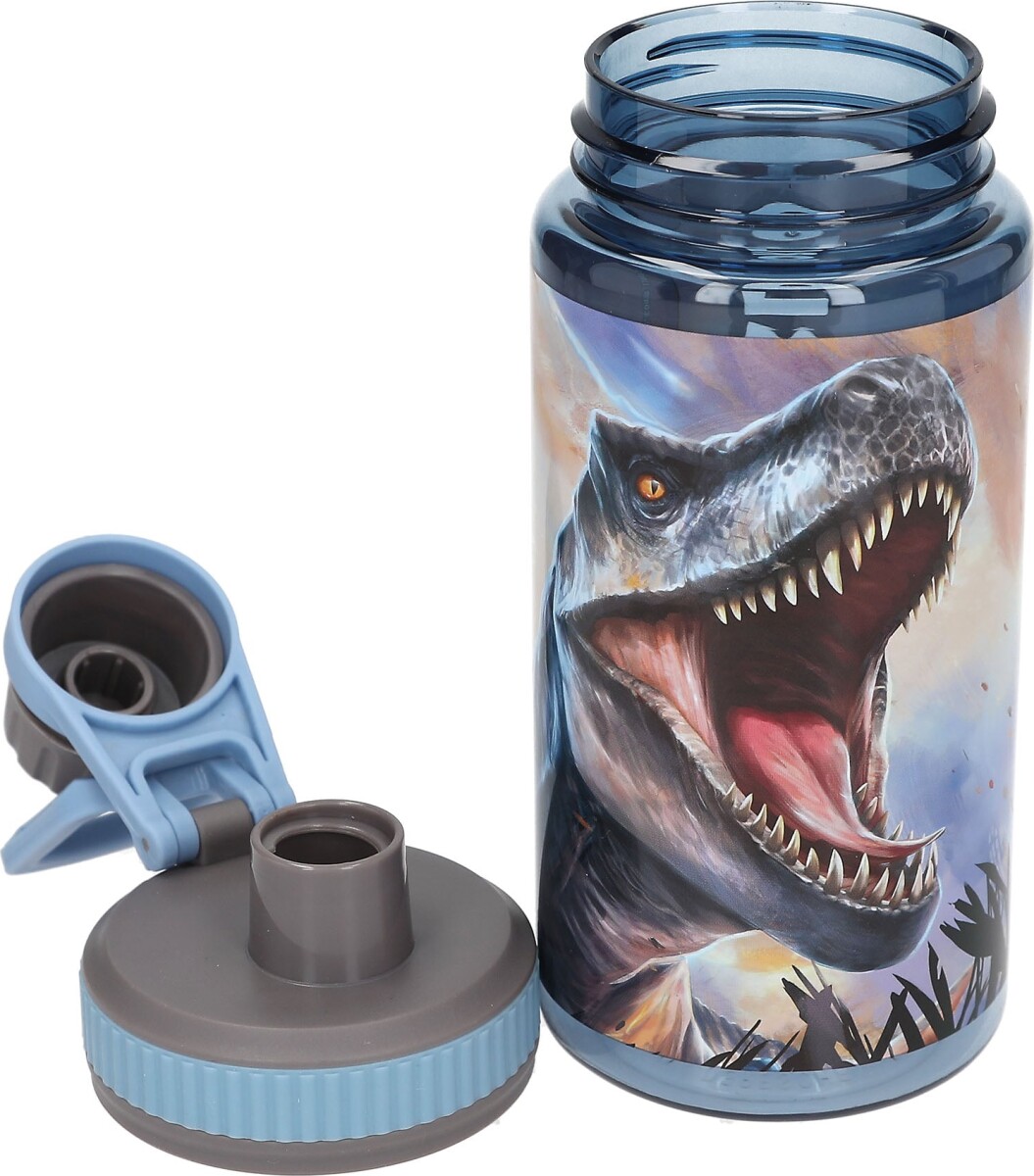 Dino World - Dinosaur Drikkedunk Til Børn - Grå Blå - 500 Ml