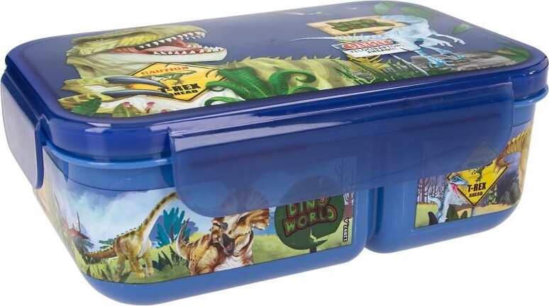 Dinosaur Madkasse Med Rum - Dino World - Danger - Blå