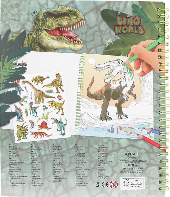 Dino World - Malebog Med Paillet Øje