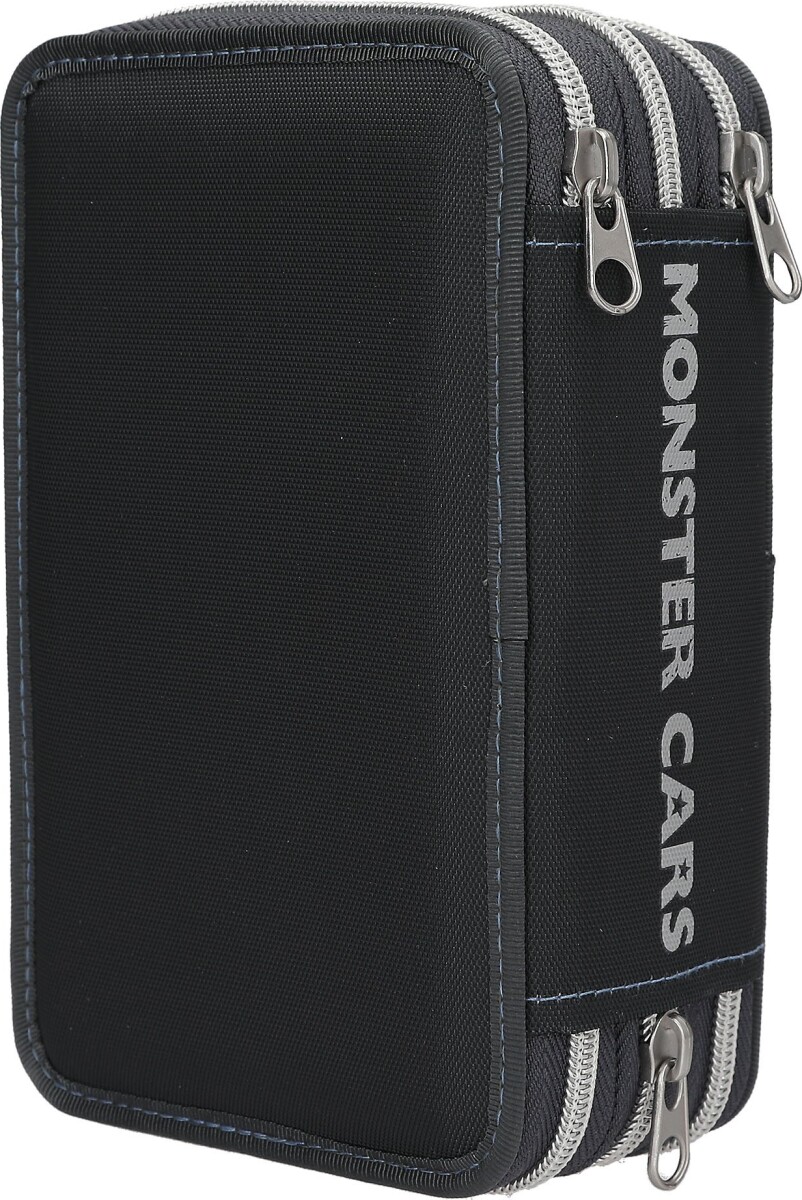 Dino World - Trippel Penalhus Med Lys Og Indhold - Monster Cars Politibil