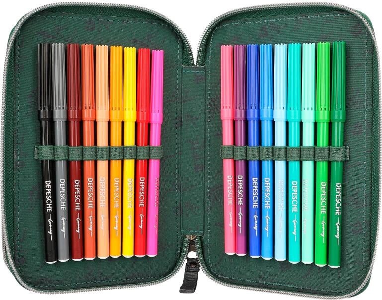 Dino World - Trippel Penalhus Med Indhold Og Kæde - T- Rex