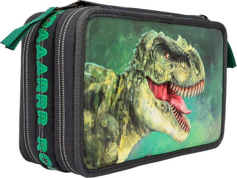 Dino World - Trippel Penalhus Med Indhold - T- Rex