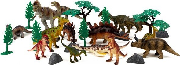 Dinosaur Figurer - 30 Stk I Bøtte - Med Ar Funktion - Wenno