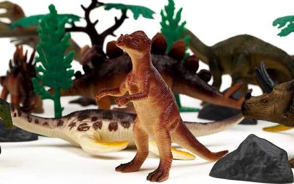 Dinosaur Figurer - 30 Stk I Bøtte - Med Ar Funktion - Wenno
