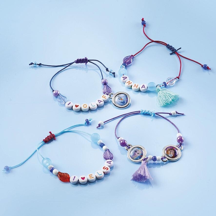 Frost - Disney - Diy Armbånd Med Bogstaver - Kit Til Børn