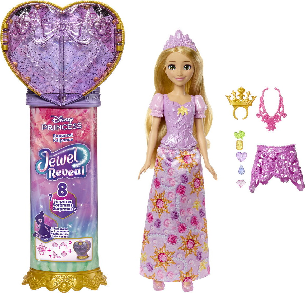 Disney Princess - Rapunzel Jewel Reveal Dukke - Mattel Jlk28