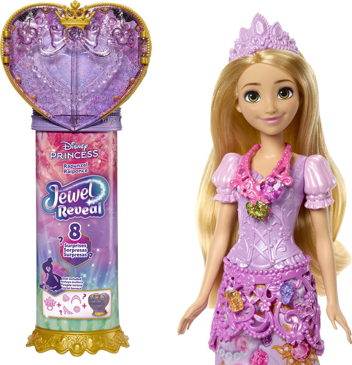 Disney Princess - Rapunzel Jewel Reveal Dukke - Mattel Jlk28