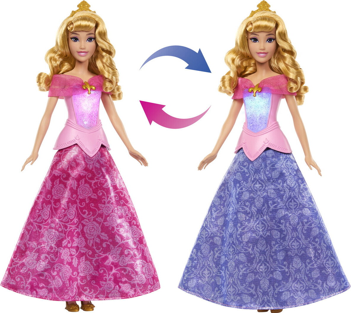Disney Princess - Aurora Pink To Blue Dress Dukke - Mattel Jlk24