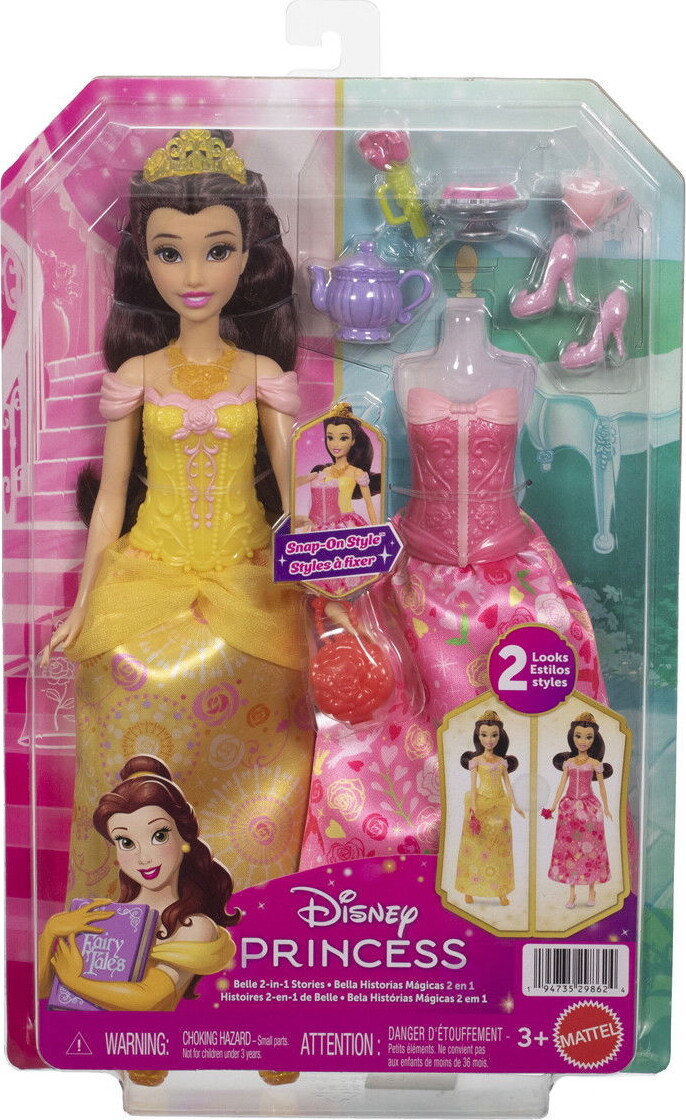 Disney Princess - Belle 2-I-1 Dukke - Mattel Jfj82
