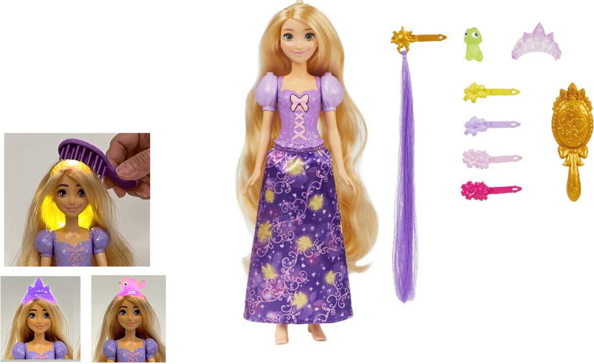 Disney Princess - Rapunzel Dukke - Lysende Hår - Mattel Jhl46