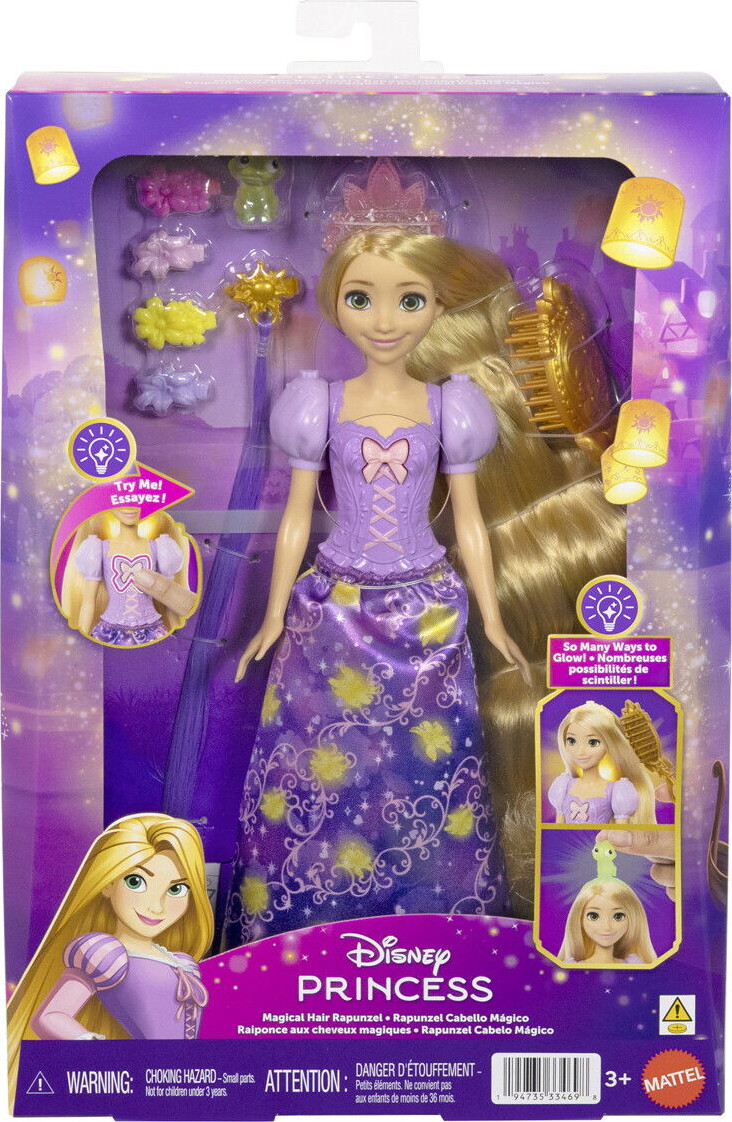 Disney Princess - Rapunzel Dukke - Lysende Hår - Mattel Jhl46