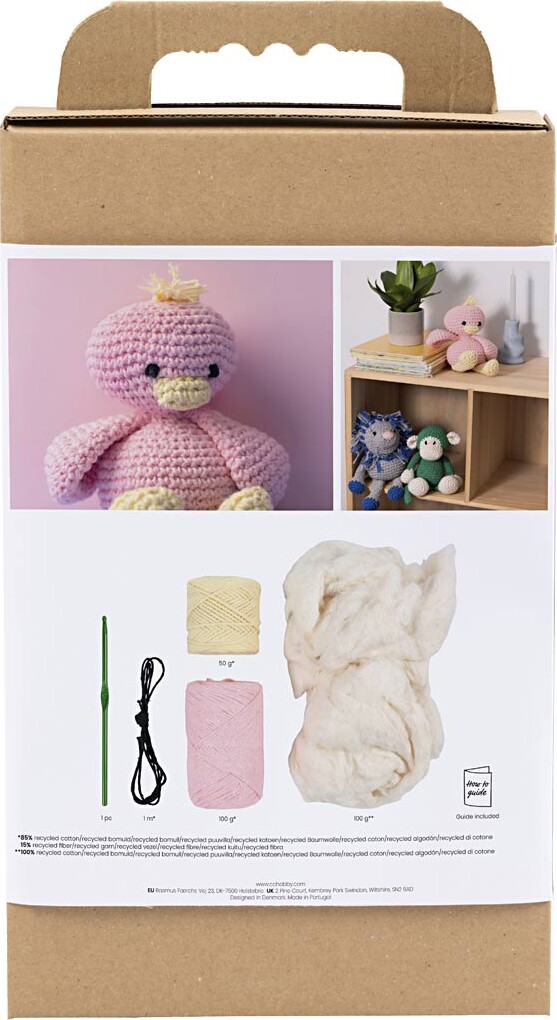 Diy Kit Amigurumi - Ælling - Lys Pink - Lys Gul