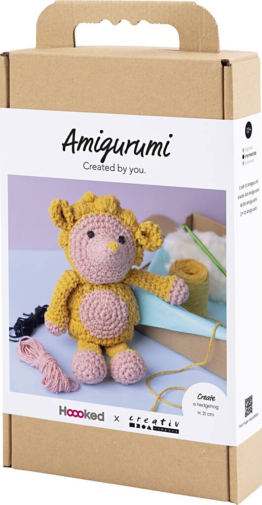 Diy Kit Amigurumi - Pindsvin - Lys Rosa - Varm Gul