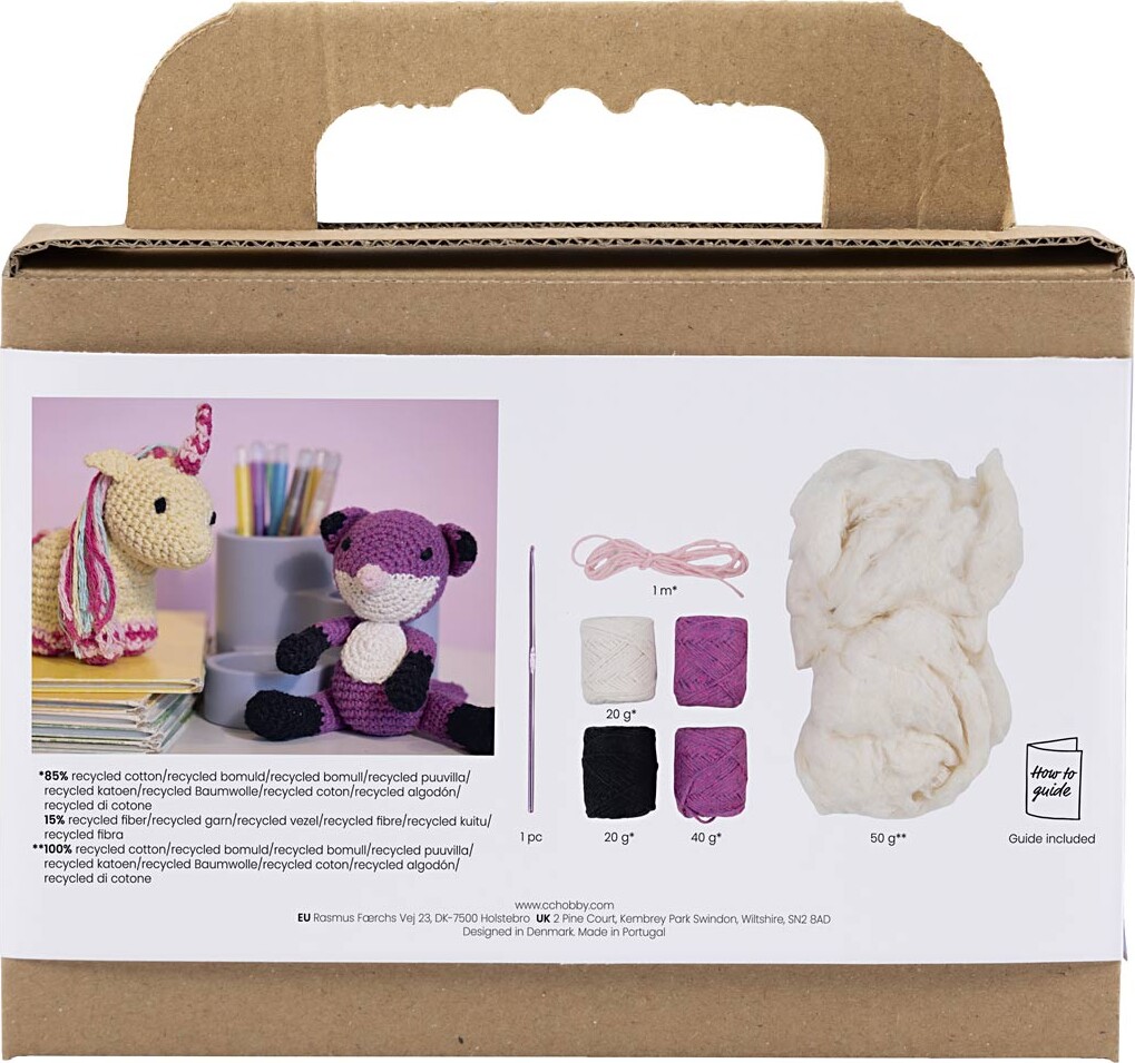 Diy Kit Amigurumi - Ræv - Sort - Blomme