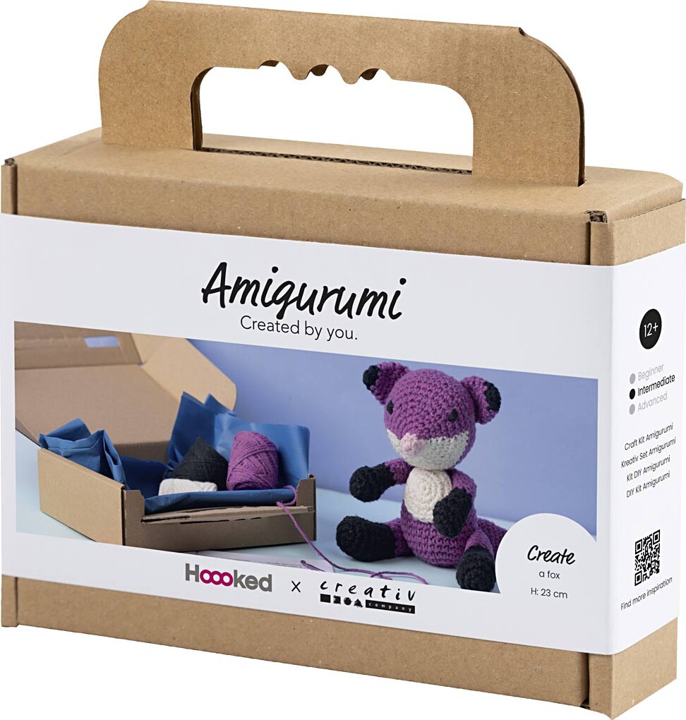 Diy Kit Amigurumi - Ræv - Sort - Blomme