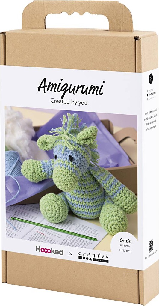 Diy Kit Amigurumi - Zebra - Lys Blå - Lys Grøn