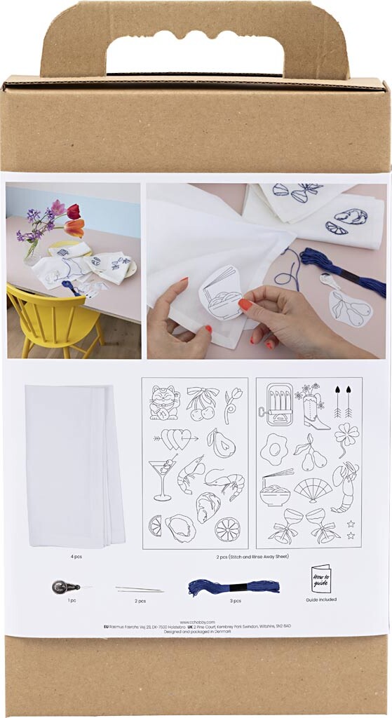Diy Kit Broderi - Servietter - Off White