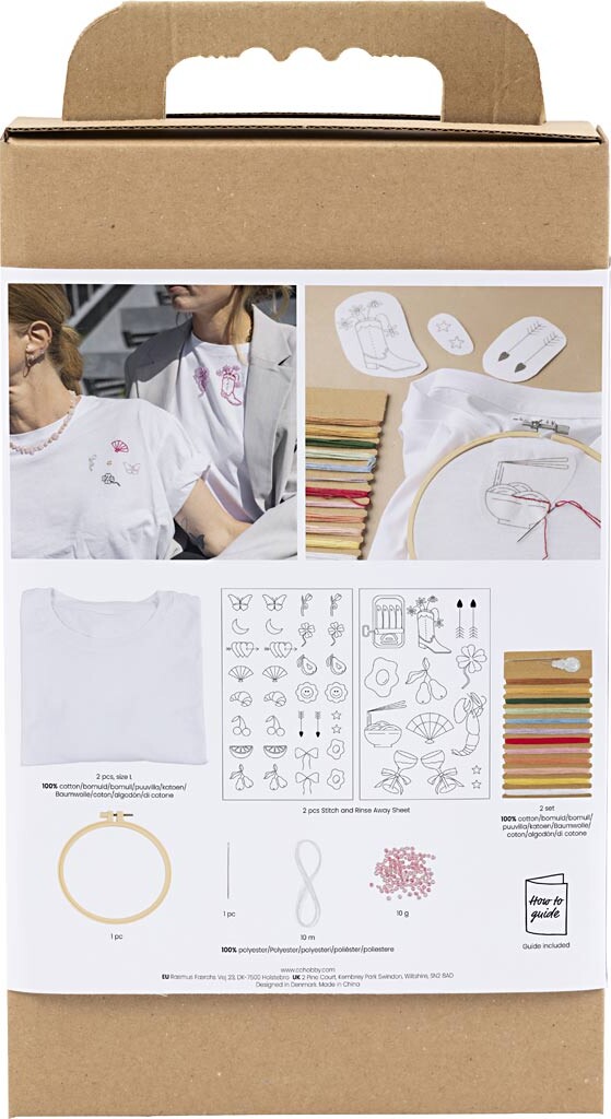 Diy Kit Broderi - T-Shirt - Hvid