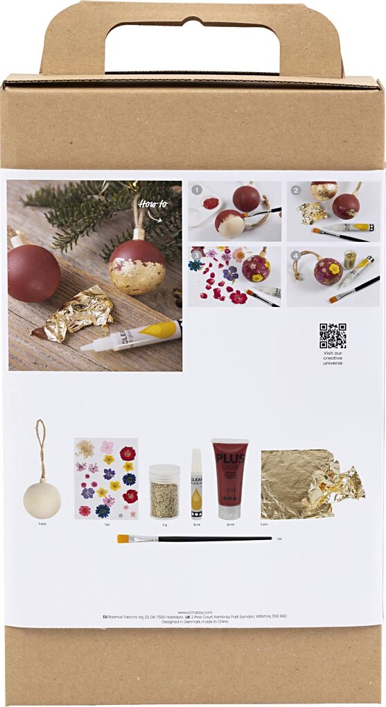 Diy Kit Decoupage - Tørrede Blomster - Julerød