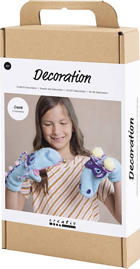 Diy Kit Dekoration - Strømpedukke Monster - Assorterede Farver