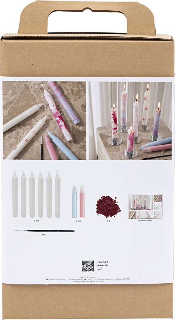 Diy Kit Lysdekoration - Dekorerede Kronelys - Hvid - 1Pk