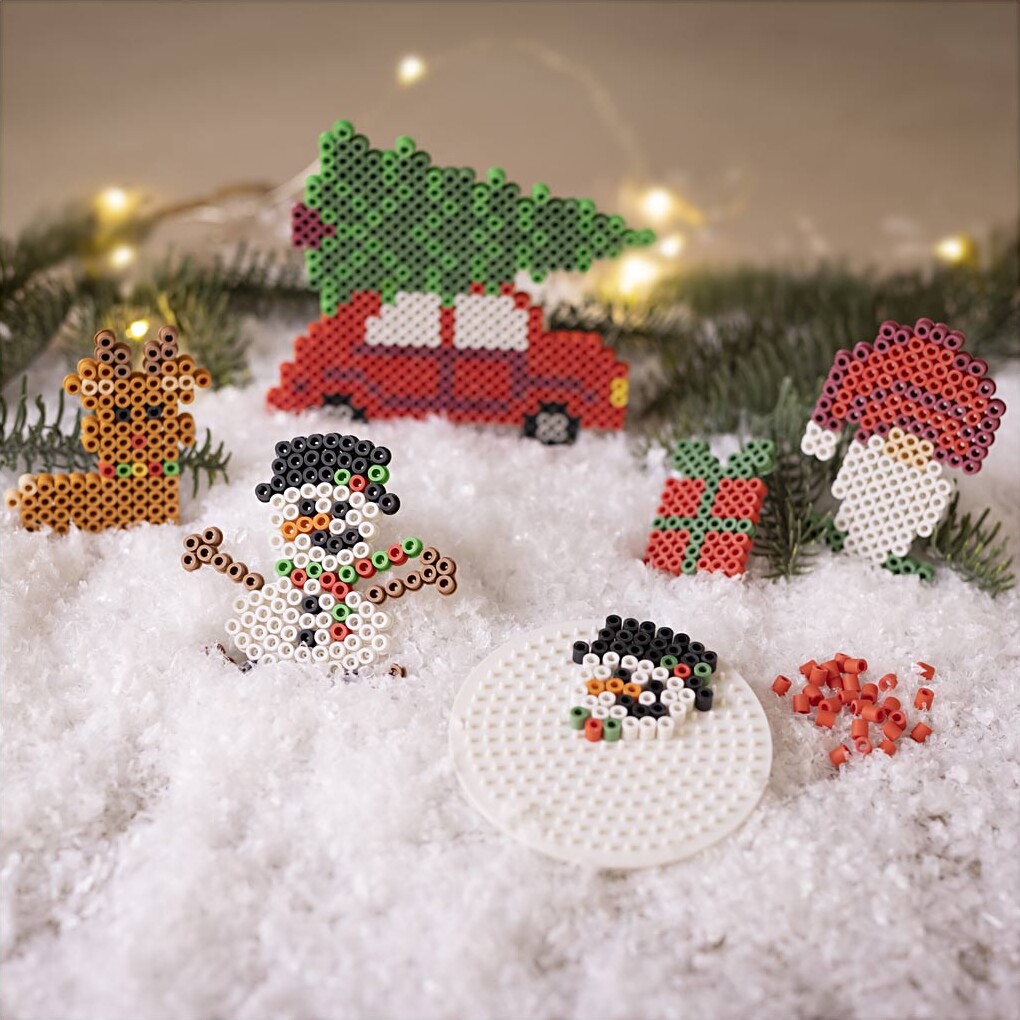 Rør Perler Julepynt Diy Kit - Bil - Rensdyr - Snemand - Nisse - Nabbi