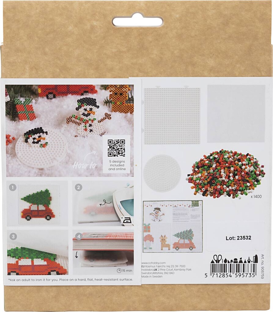 Rør Perler Julepynt Diy Kit - Bil - Rensdyr - Snemand - Nisse - Nabbi